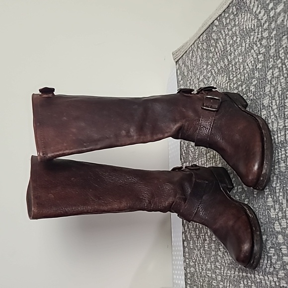 Frye Shoes - Frye distressed leather belted riding boots